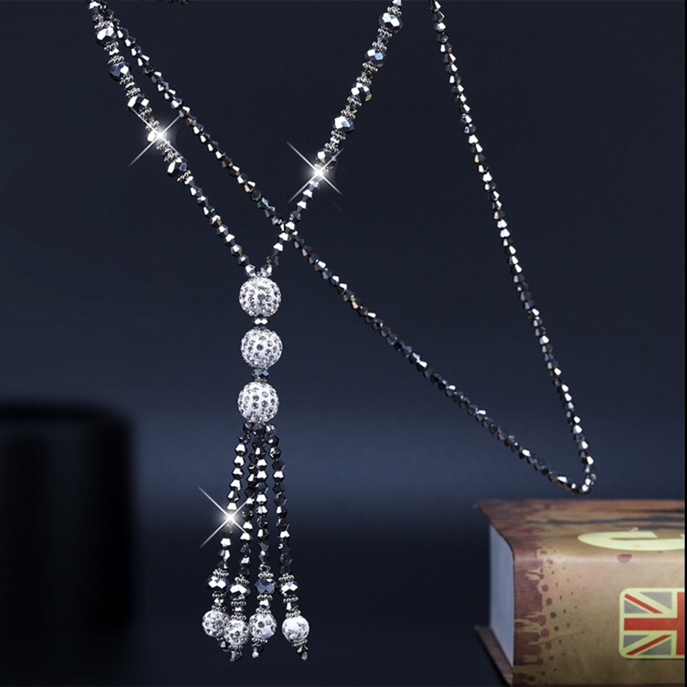 Fashion Shiny Crystal Beads Long Necklace